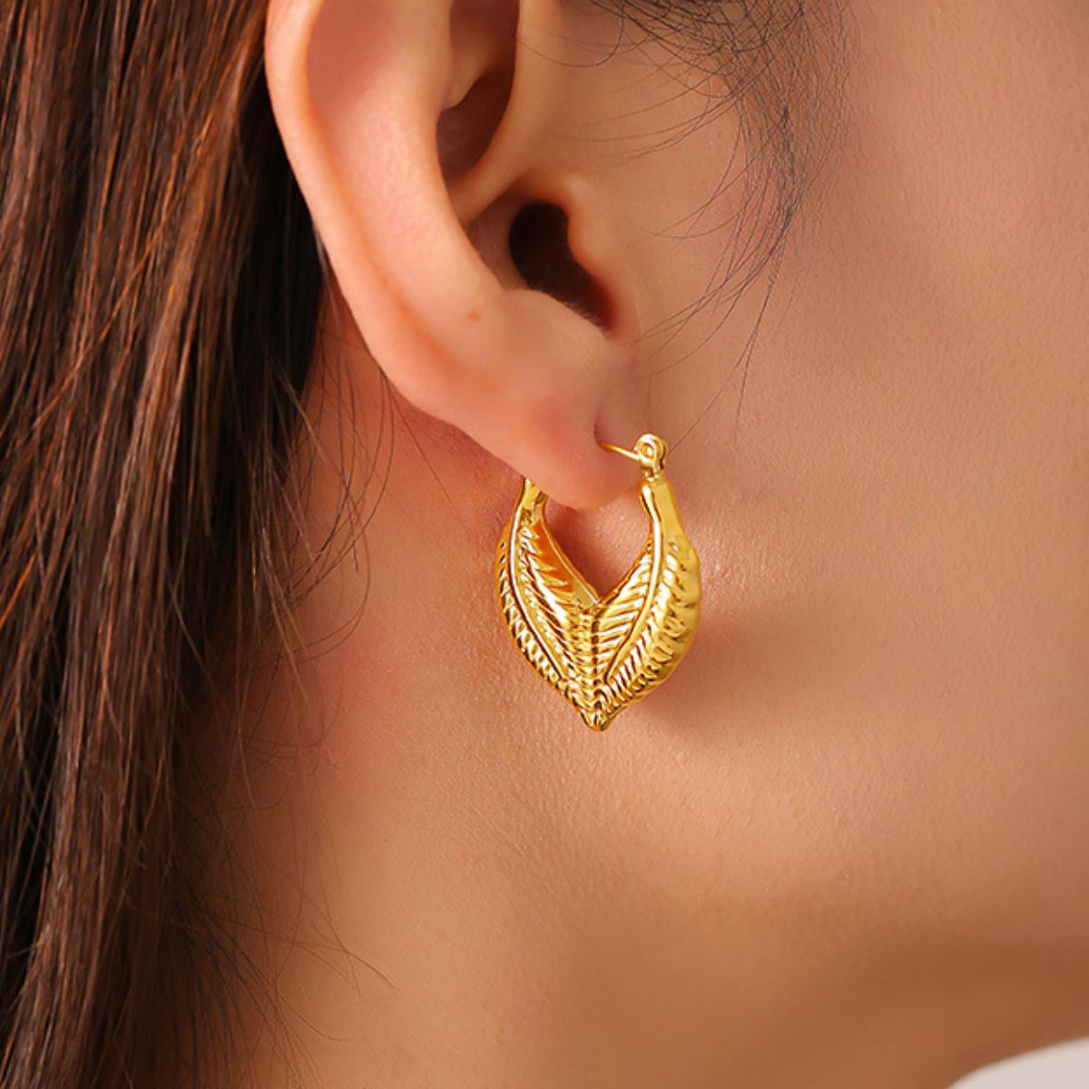 Titanium Steel Leaf Shape Earrings