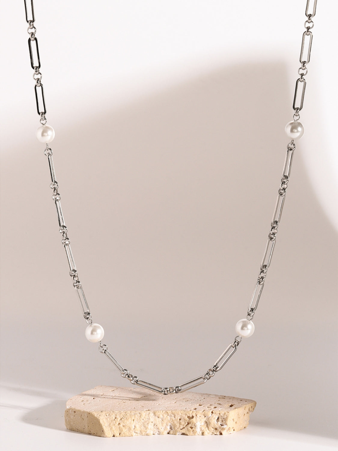 Stainless Steel Pearl Chain Necklace